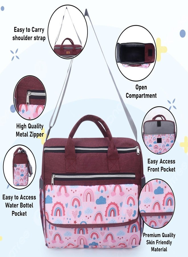 Laee cute "Baby Diaper Bag with Multiple Pockets | Large Capacity Travel Nappy Bag with Shoulder Strap & Stylish Design | Waterproof Maternity Bag for Moms & Dads (pink) - Image 2