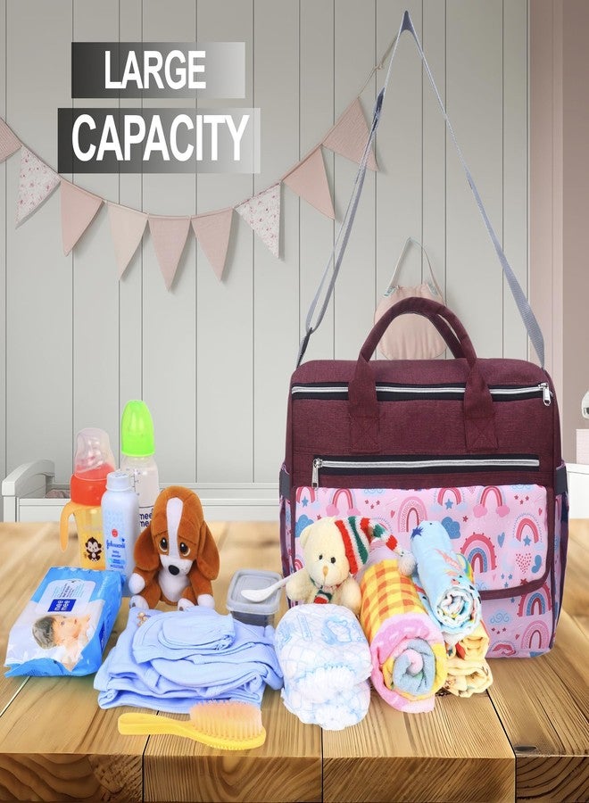 Laee cute "Baby Diaper Bag with Multiple Pockets | Large Capacity Travel Nappy Bag with Shoulder Strap & Stylish Design | Waterproof Maternity Bag for Moms & Dads (pink) - Image 3