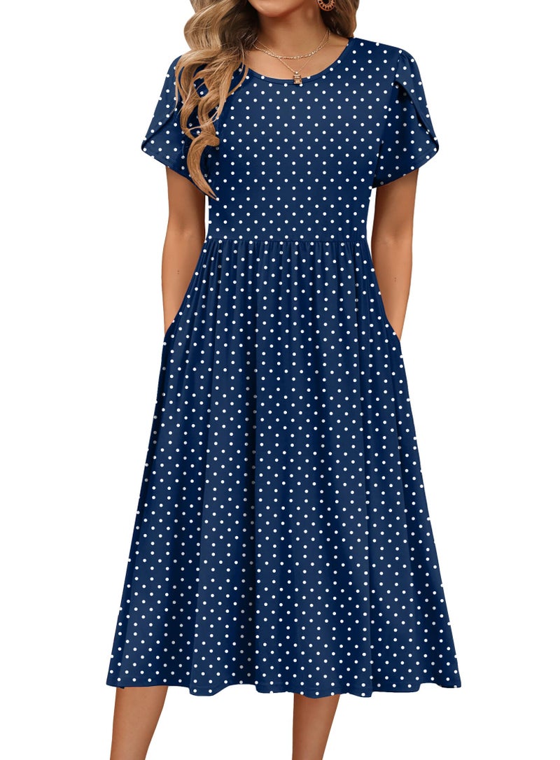 HOTOUCH Hawaiian Dress for Women 2026 Round Dot Floral Loose Flowy Shift Dresses Beach Sundress Cruise Travel Holiday Clothes - Image 1