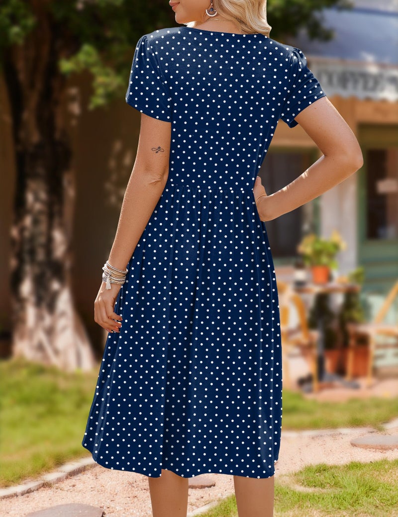 HOTOUCH Hawaiian Dress for Women 2026 Round Dot Floral Loose Flowy Shift Dresses Beach Sundress Cruise Travel Holiday Clothes - Image 3