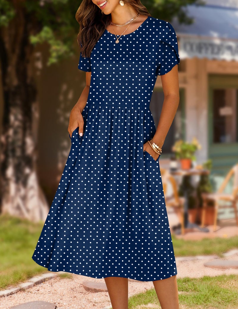 HOTOUCH Hawaiian Dress for Women 2026 Round Dot Floral Loose Flowy Shift Dresses Beach Sundress Cruise Travel Holiday Clothes - Image 2