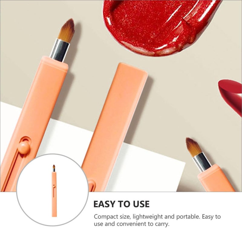 Healeved Portable Retractable Lip Brush Warm Orange, Lipstick Applicator Makeup Tool for Travel and Daily Lip Makeup - Image 4