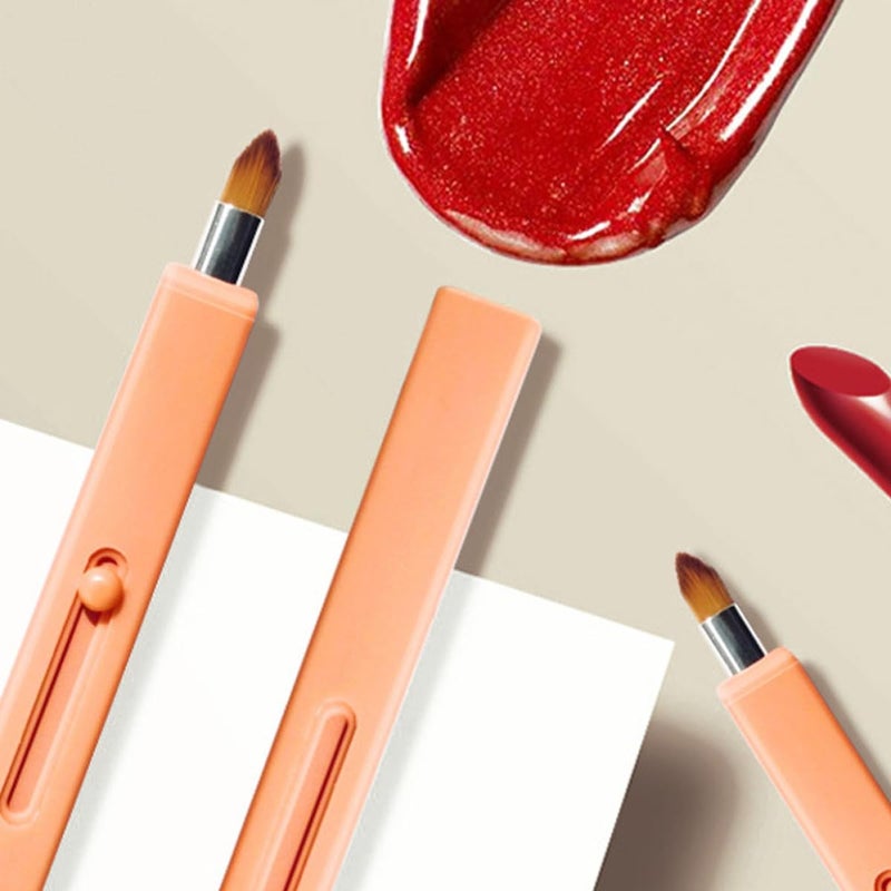 Healeved Portable Retractable Lip Brush Warm Orange, Lipstick Applicator Makeup Tool for Travel and Daily Lip Makeup - Image 3