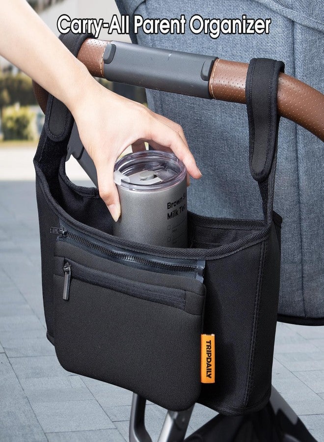 TRIPDAILY Stroller Organizer, Non Slip Straps Stroller With Insulated Cup Holder Fits for UPPABABY, Detachable Bag for Phone, Stroller Organizer Bag Compatible with Various Brands of Stroller - Image 2