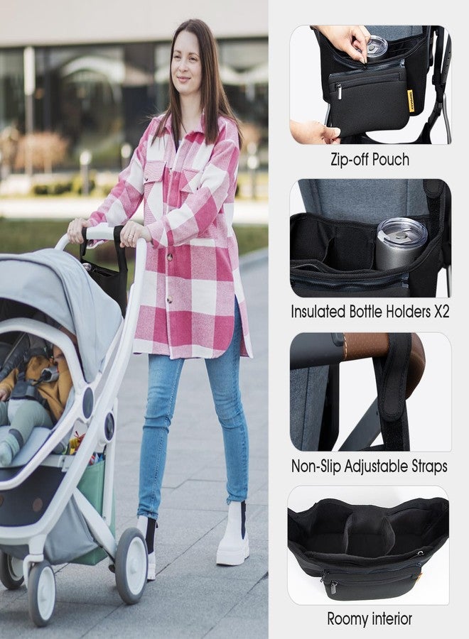 TRIPDAILY Stroller Organizer, Non Slip Straps Stroller With Insulated Cup Holder Fits for UPPABABY, Detachable Bag for Phone, Stroller Organizer Bag Compatible with Various Brands of Stroller - Image 4