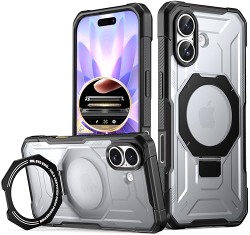 Poetic Spartan Case with Ring Stand for iPhone 17 Camera Control ButtonMagsafe Compatible Full Body Rugged Shockproof Protective Cover Case BlackClear - Image 1