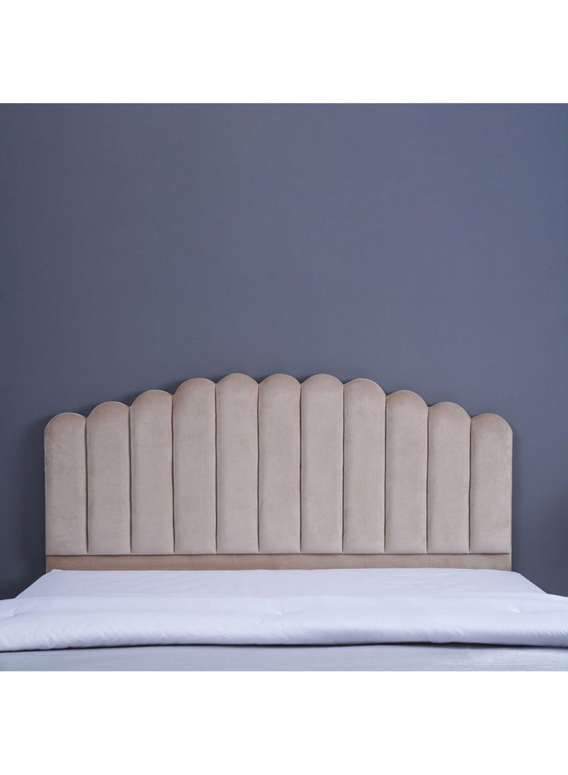 Karnak Almira Upholstered Velvet Bed Frame Bedroom Furniture Strong And Sturdy Modern Design Wooden Bed | Quiet & Comfortable Bed (EU - Double 140x200cm, Beige) - Image 3