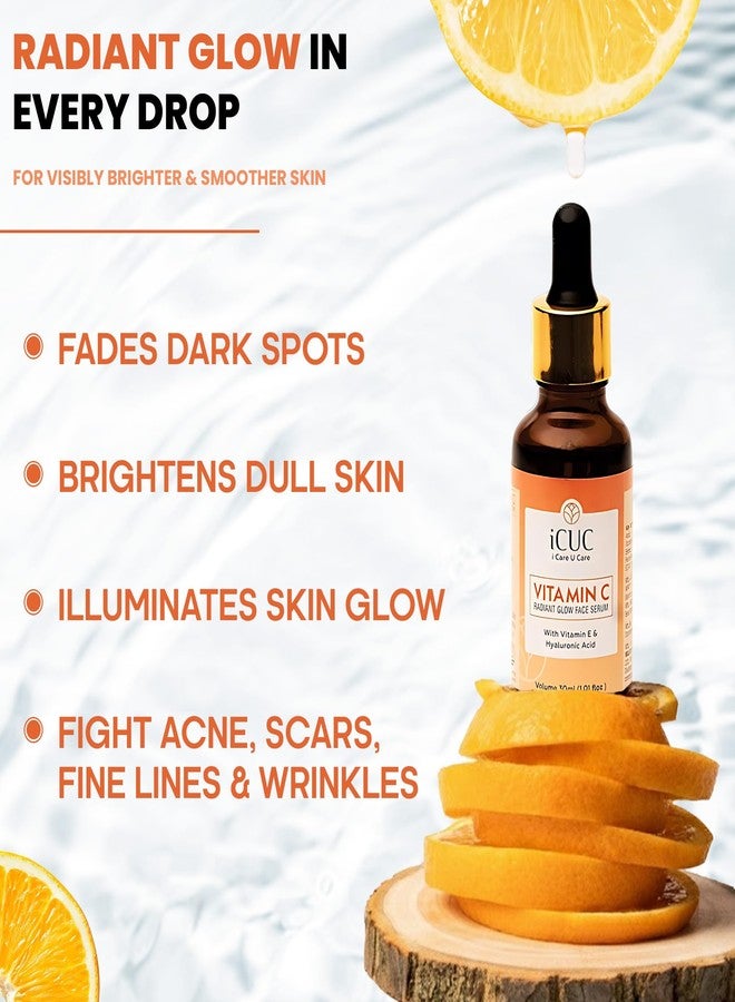 iCUC Vitamin C Radiant Glow Face Serum - Skin Repair Face Serum & Face Brightening Vitamin C Serum Reduce Pigmentation & Dark Spots Serum With Hyaluronic Acid For Women & Men - 30 Ml (Pack Of 2) - Image 2