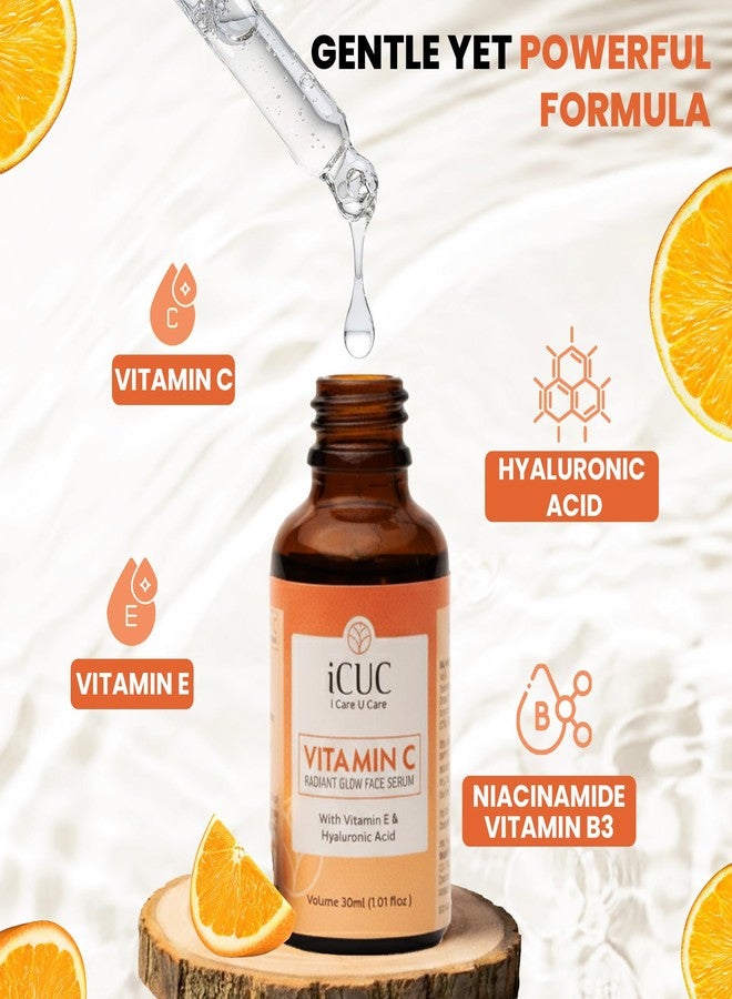 iCUC Vitamin C Radiant Glow Face Serum - Skin Repair Face Serum & Face Brightening Vitamin C Serum Reduce Pigmentation & Dark Spots Serum With Hyaluronic Acid For Women & Men - 30 Ml (Pack Of 2) - Image 3