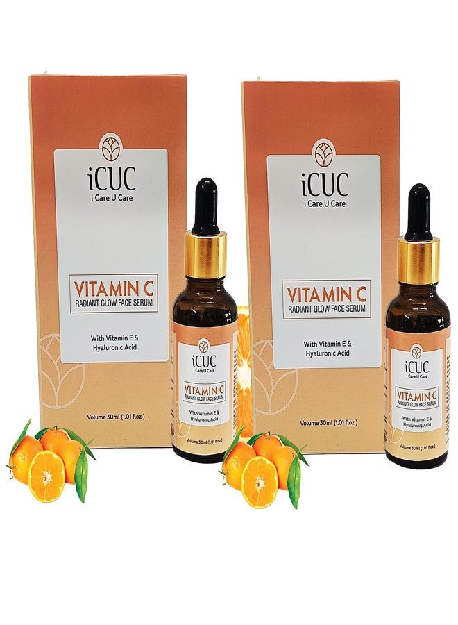 iCUC Vitamin C Radiant Glow Face Serum - Skin Repair Face Serum & Face Brightening Vitamin C Serum Reduce Pigmentation & Dark Spots Serum With Hyaluronic Acid For Women & Men - 30 Ml (Pack Of 2) - Image 1