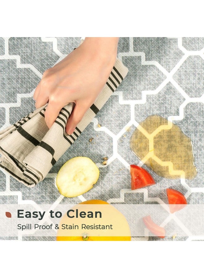 FRESHMINT Kitchen Mat Set of 2, Anti-Fatigue Cushioned Kitchen Mats for Floor, Waterproof Non Slip Comfort Standing Mat, Boho Kitchen Rug for Kitchen Decor, Sink, Office, 17"x30"+17"x47", Stone Gray - Image 4