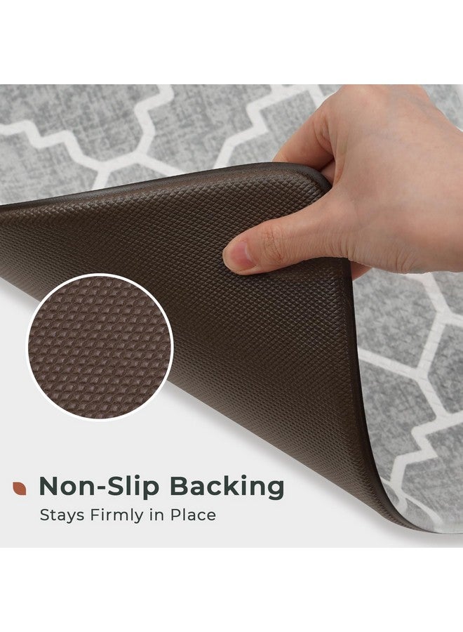 FRESHMINT Kitchen Mat Set of 2, Anti-Fatigue Cushioned Kitchen Mats for Floor, Waterproof Non Slip Comfort Standing Mat, Boho Kitchen Rug for Kitchen Decor, Sink, Office, 17"x30"+17"x47", Stone Gray - Image 5
