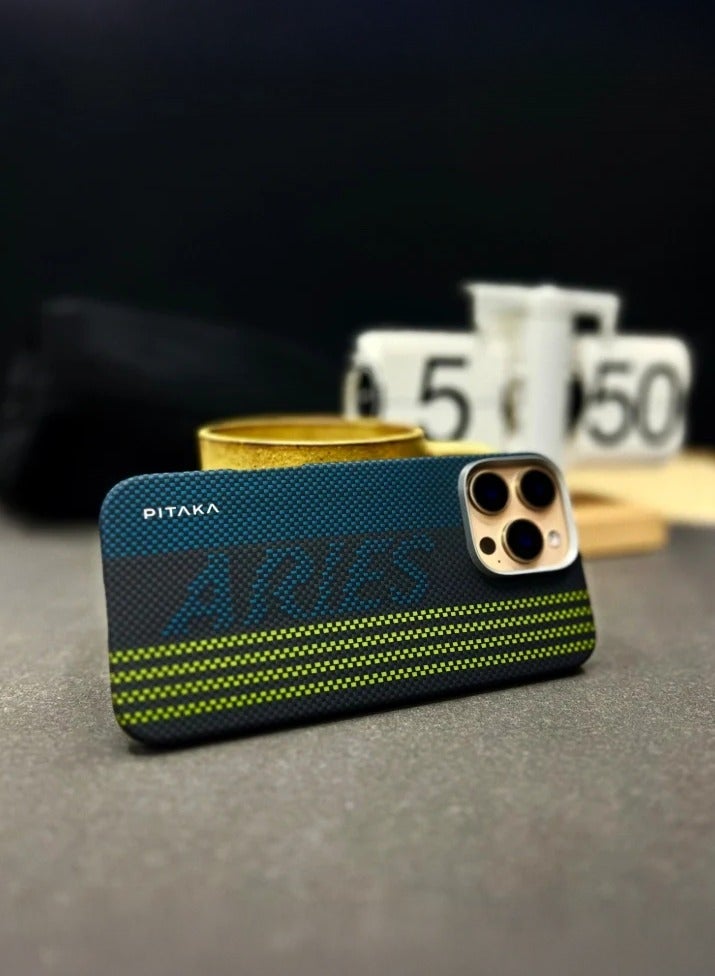 بيتاكا جراب Aries Tactile Woven لهاتف iPhone 16 Pro Max / متوافق مع MagSafe / يتوهج في الظلام / مصنوع من ألياف الأراميد / مقاوم للخدش / نحيف وخفيف الوزن / غطاء شحن لاسلكي / جراب من ألياف الكربون - بطاقة ائتمان - Image 2