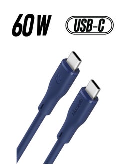 Moxedo Moxedo CavoX Pro USB-C to USB-C Silicone Cable 60W PD Fast Charge and Data Sync Compatible for iPhone15/ MacBook Pro 2020, iPad Pro 2020, iPad Air 4, Samsung Galaxy S23+/S23 Ultra (Blue, 1.2m)  - Image 1
