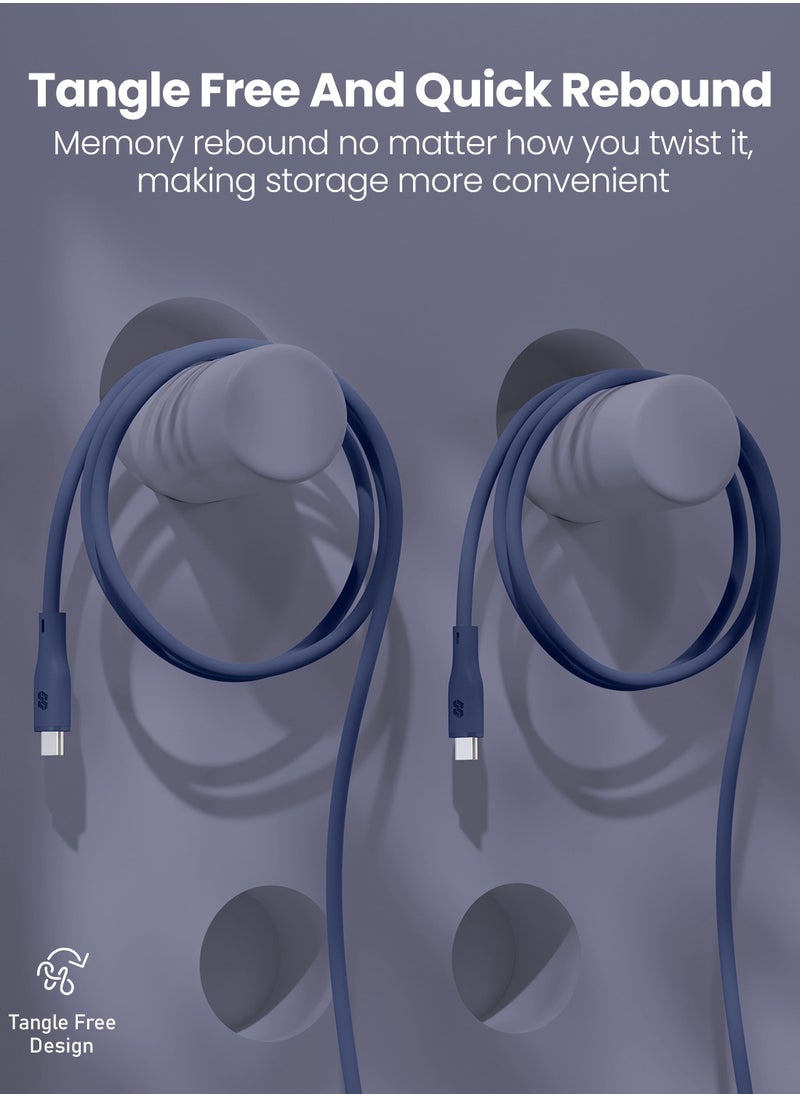Moxedo Moxedo CavoX Pro USB-C to USB-C Silicone Cable 60W PD Fast Charge and Data Sync Compatible for iPhone15/ MacBook Pro 2020, iPad Pro 2020, iPad Air 4, Samsung Galaxy S23+/S23 Ultra (Blue, 1.2m)  - Image 3