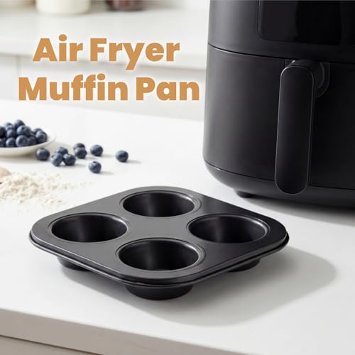 Acshio 6 Pack Air Fryer Muffin Pan, 4 Cup Non-Stick Small Oven Cupcake Baking Pan, Carbon Steel Round Muffin Tin Bakeware Cake Mould for Egg Muffin, Quiches, Frittatas - Image 5