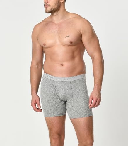 Comfneat Men's 5-Pack Boxer Briefs Super Stretchy Cotton Spandex Comfy Underwear (Grey Melange Pack-5, M) - Image 2
