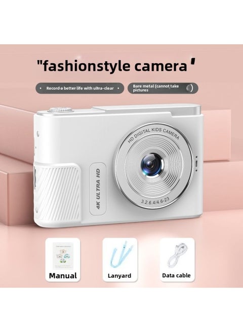 High-definition Self-timer Student Ccd Retro Digital Camera Front And Back Double Camera Portable Small Campus Card Machine-Body Color:Youth White 4400w Front And Rear Camera + Filter-official Standard
