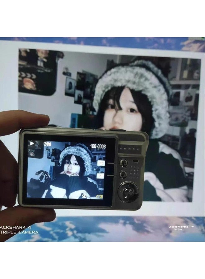 High-definition Self-timer Student Ccd Retro Digital Camera Front And Back Double Camera Portable Small Campus Card Machine-Body Color:Youth White 4400w Front And Rear Camera + Filter-official Standard