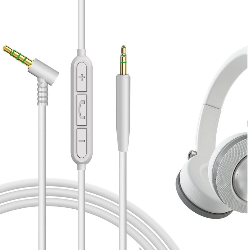 جيكريا كابل صوتي سريع التوصيل من (QuickFit) متوافق مع سماعات JBL E35، E40، E40BT، E45BT، E50BT، E55BT، 650BTNC، 600BTNC. يحتوي الكابل على ميكروفون مدمج ويأتي بلون أبيض، طوله 4 أقدام (1.2 متر). - Image 1