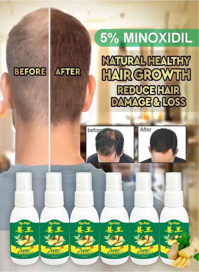 Top Pick Hair Growth Oil Serum For Damaged Hair Treatment 7 Days Ginger 50ml Pack Of 6