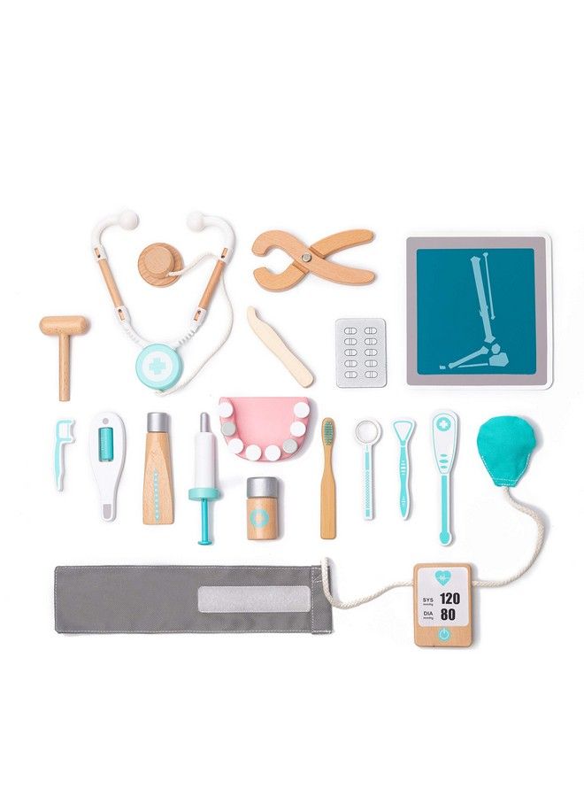 umu Wooden Doctor Kit For Kids Pretend Toy 18 Pcs Doctor Playset For Toddlers Montessori Toys Dentist Kit For 3 4 And 5 Year Old Boys And Girls 2 Year Old Toys - Image 1