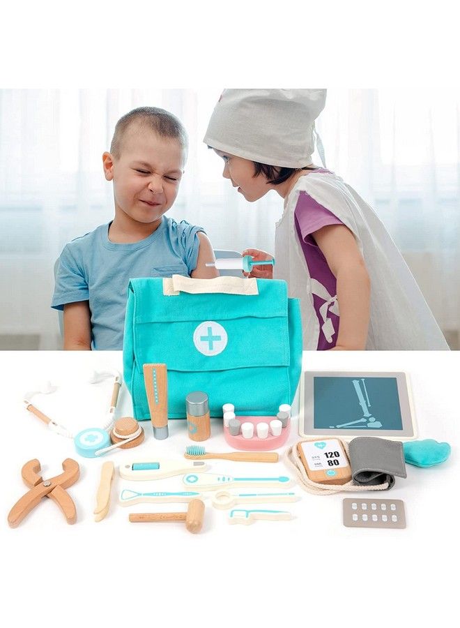 umu Wooden Doctor Kit For Kids Pretend Toy 18 Pcs Doctor Playset For Toddlers Montessori Toys Dentist Kit For 3 4 And 5 Year Old Boys And Girls 2 Year Old Toys - Image 5