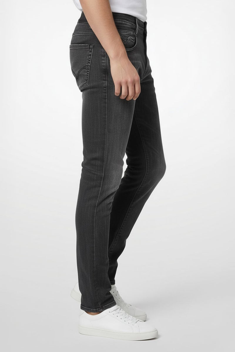 Replay Men Slim Fit Bronny Washed Stretchable Denim Jeans, Grey - Image 4