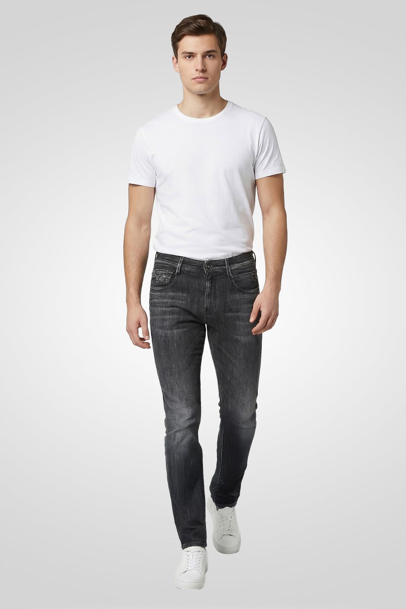 Replay Men Slim Fit Bronny Washed Stretchable Denim Jeans, Grey - Image 2