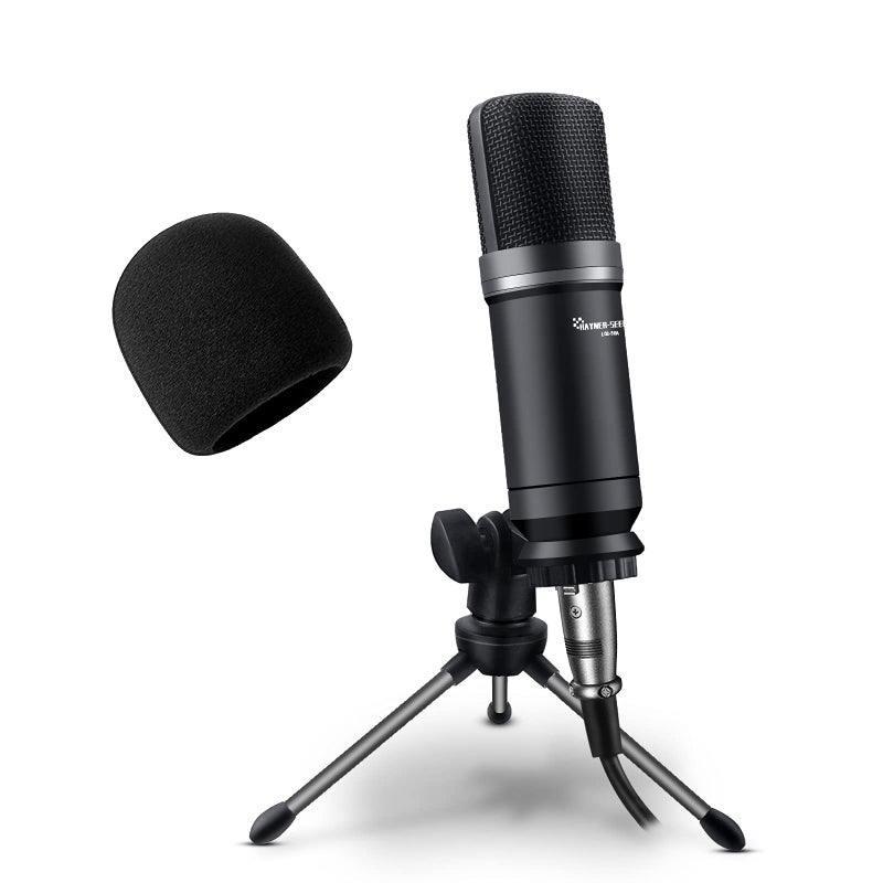 HaynerSeek Podcast Studio Microphone Condenser Mic Podcast Equipment Bundle with 35mm Audio XLR Cable