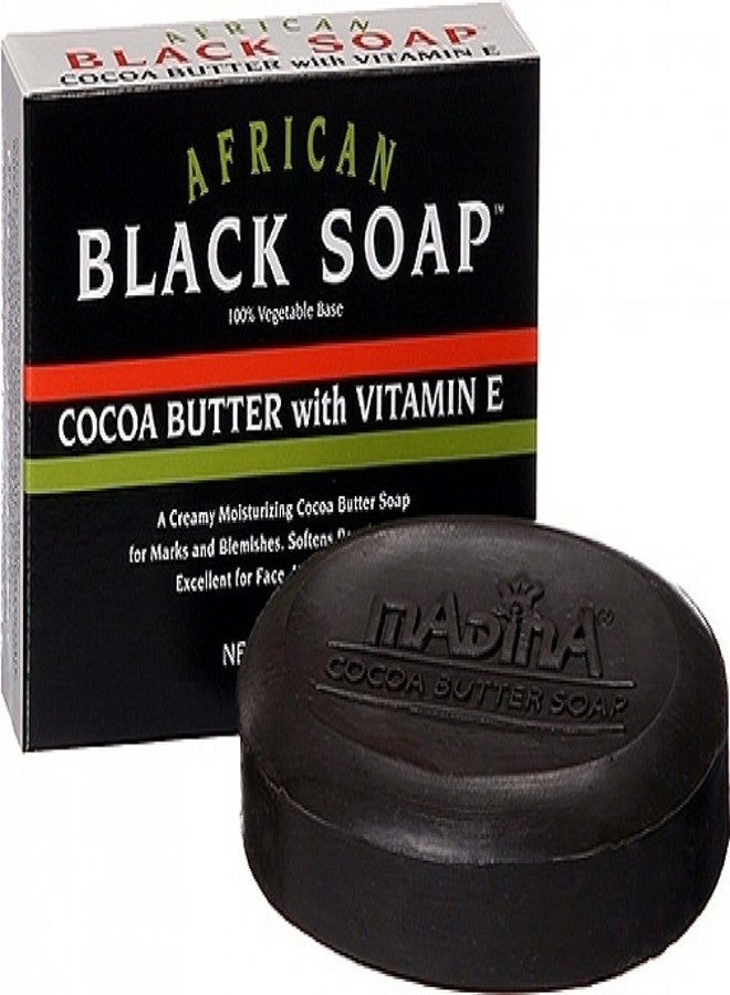Madina African Black Soap Cocoa Butter with Vitamin E, 3.5 oz