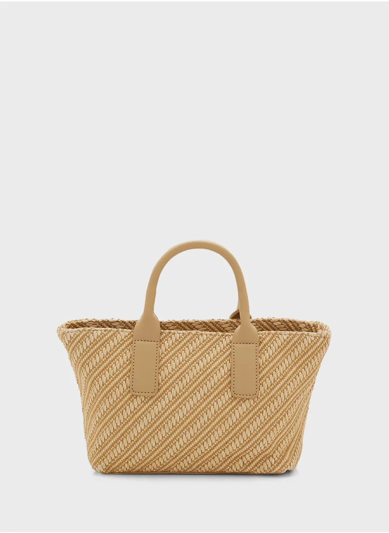 ELLA Woven Raffia Mini Tote Bag