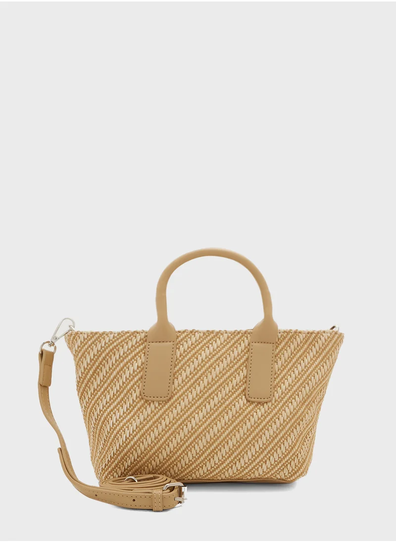 ELLA Woven Raffia Mini Tote Bag