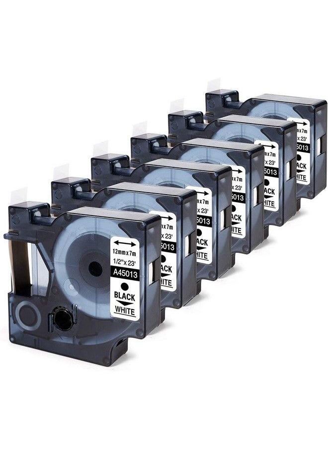 Anycolor - Compatible Label Tape 1 2 Inch Black On White 45013 S0720530 Label Maker Refills D1 A45013 For Labelmanager Labels 160 280 210D 360D 420P 450D Pnp Colorpop 23 Feet 6 Pack - Image 1