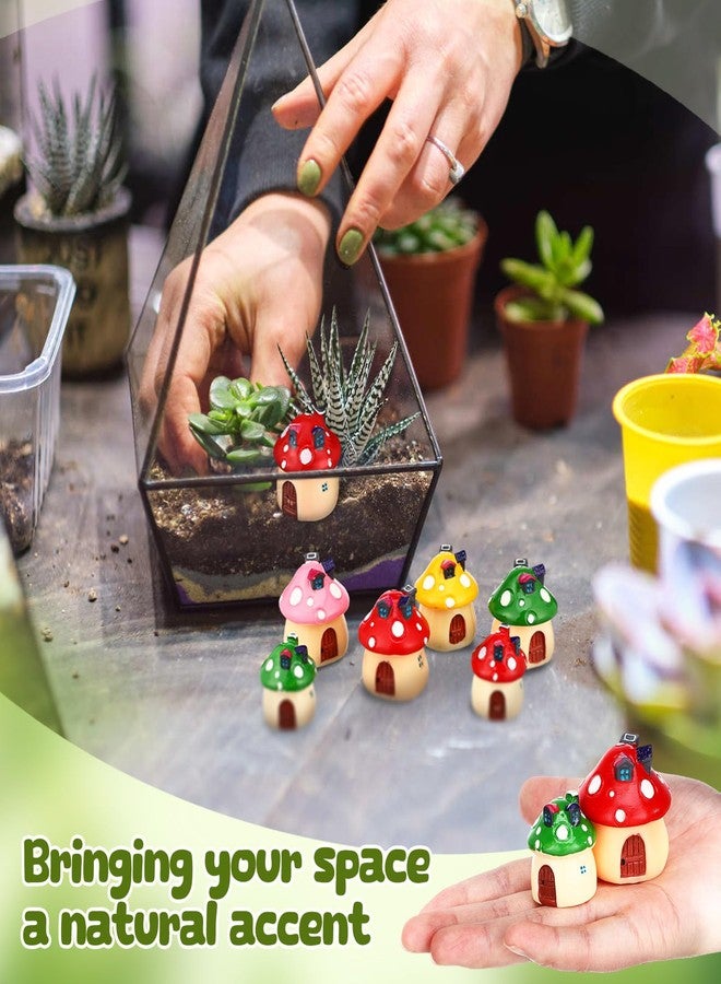 Hemoton 6 Pcs Mini Mushroom House Figurines, Miniature Fairy Garden Accessories for Terrarium Moss Landscape, Tiny Resin Cottage Statue Decoration for Fairy House Plant Pots Bonsai - Image 4