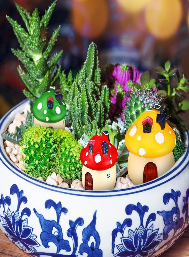 Hemoton 6 Pcs Mini Mushroom House Figurines, Miniature Fairy Garden Accessories for Terrarium Moss Landscape, Tiny Resin Cottage Statue Decoration for Fairy House Plant Pots Bonsai - Image 5