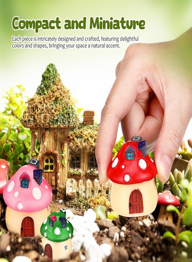 Hemoton 6 Pcs Mini Mushroom House Figurines, Miniature Fairy Garden Accessories for Terrarium Moss Landscape, Tiny Resin Cottage Statue Decoration for Fairy House Plant Pots Bonsai - Image 3