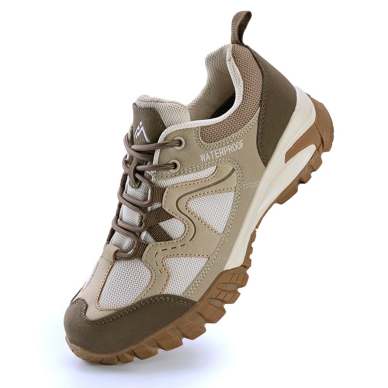 CC-Los Women's Lightweight Waterproof Hiking Shoes for Walking, Outdoor & Climbing Beige Size 8.5 - Image 1