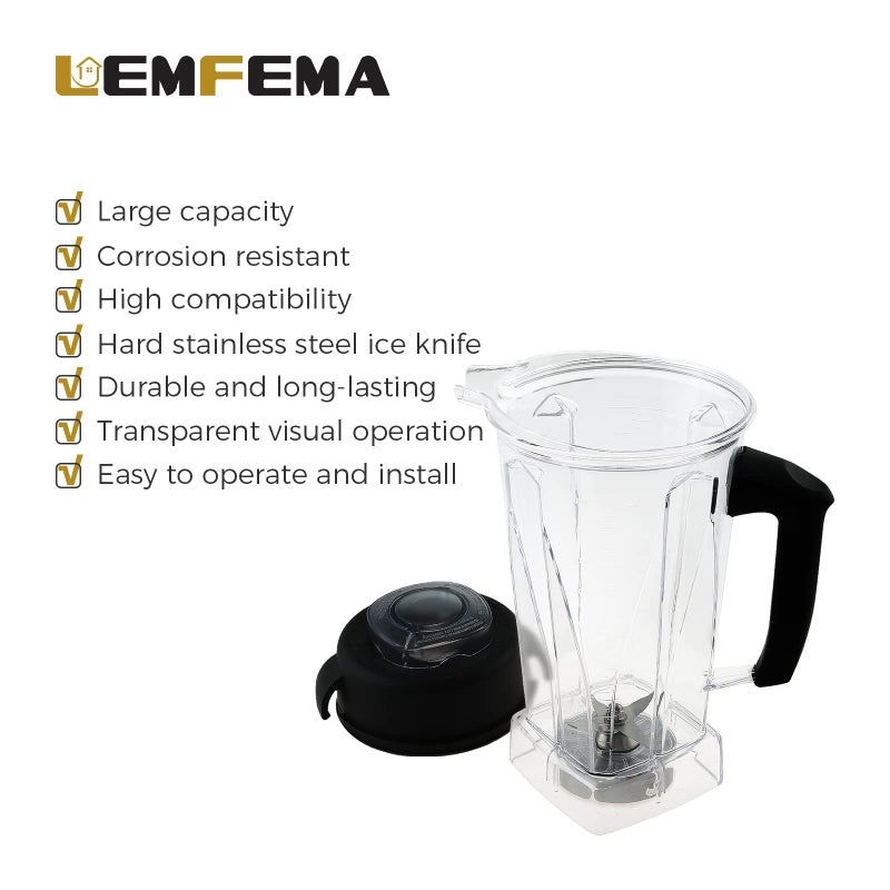 Lemfema Upgraded Blender Pitcher 64 oz Container Cup Jar Replacement for 5200,6000,6300,5300,6500,7500,750,VM0102, VM0103, Classic C-Series Blender, with Lid Blade, Clear - Image 4