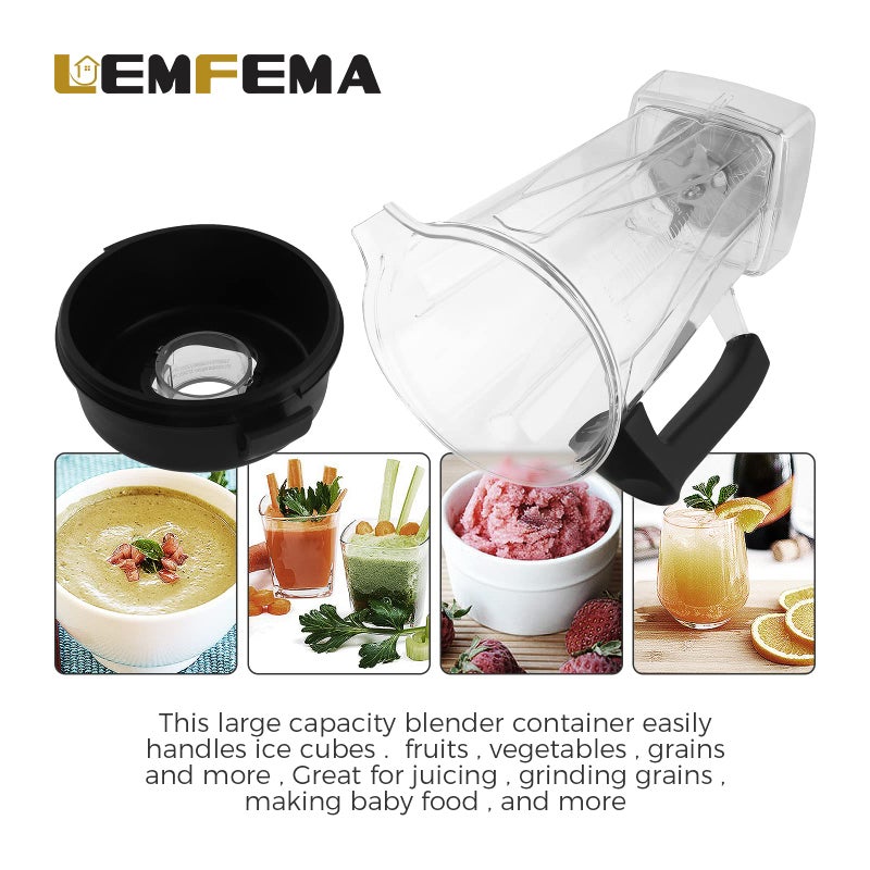 Lemfema Upgraded Blender Pitcher 64 oz Container Cup Jar Replacement for 5200,6000,6300,5300,6500,7500,750,VM0102, VM0103, Classic C-Series Blender, with Lid Blade, Clear - Image 3