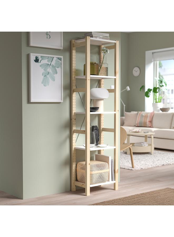 زبون وحدة رفوف، خشب الصنوبر/المعدن الأبيض، 48X30X179 سم - Image 2