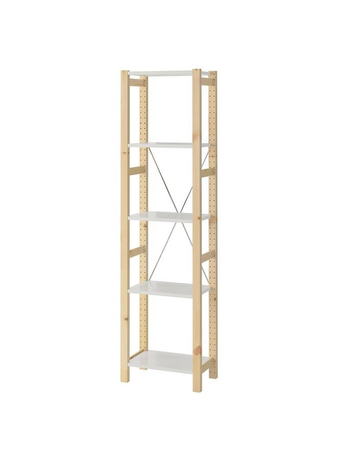 زبون وحدة رفوف، خشب الصنوبر/المعدن الأبيض، 48X30X179 سم - Image 1