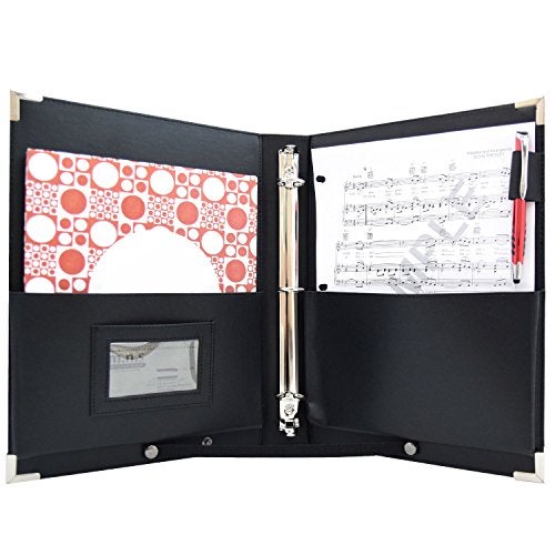 MSP Portfolio Orginal -MSP PU Leather Sheet Music Holder | 9.5" x 12" - Music Folder with Hand Strap for Musician- Improved Design (3 Ring Binder) - Image 1