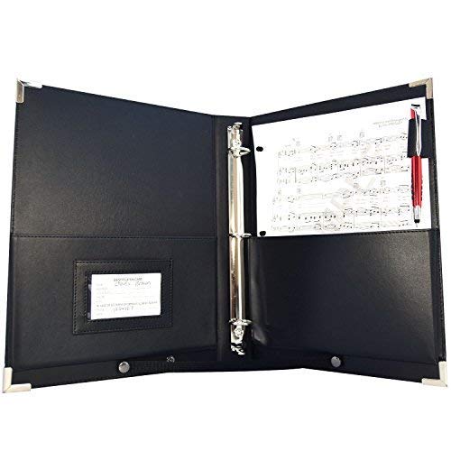 MSP Portfolio Orginal -MSP PU Leather Sheet Music Holder | 9.5" x 12" - Music Folder with Hand Strap for Musician- Improved Design (3 Ring Binder) - Image 5