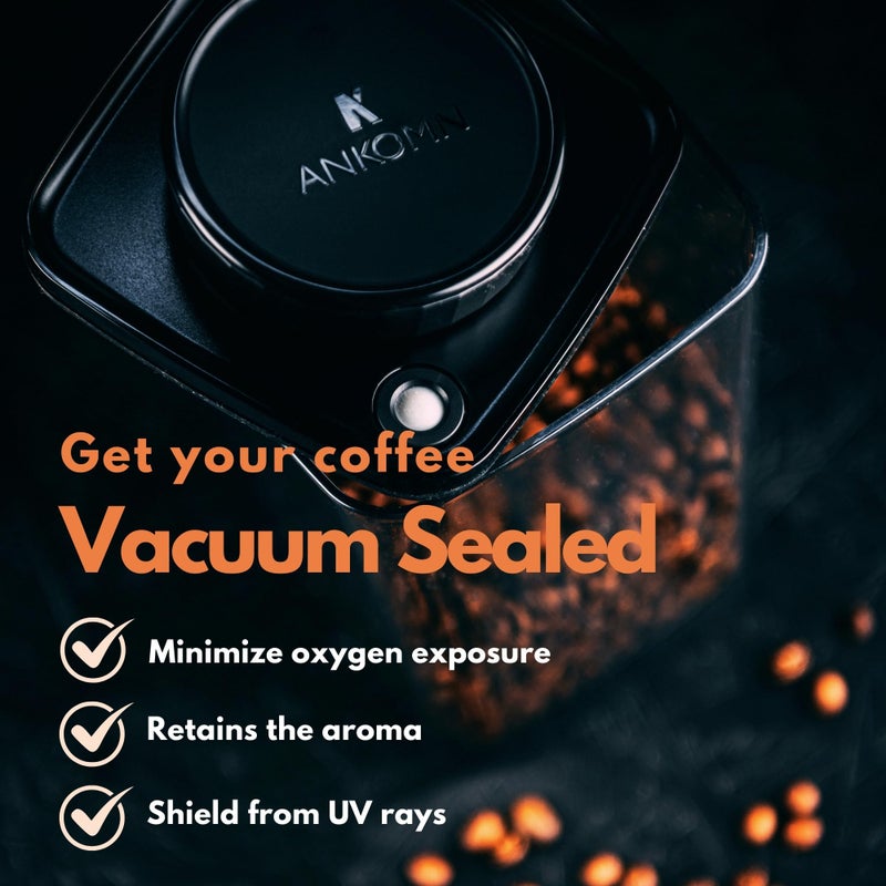 ANKOMN Coffee Vacuum Container, Patented Turn-n-Seal Canister Features the Airtight Vacuum Sealed Rubber and Inner Plate, Holding the Vacuum and Keeping Your Coffee Fresh Longer (One Pound) - Image 2