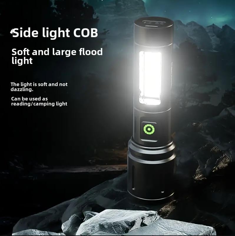 ULTREOS ULTREOS Super Bright Hand Torch 6Light Modes 2000mAh Rechargeable Battery with CType Fast Charging Rainproof Metal Body 1 Pc  - Image 4