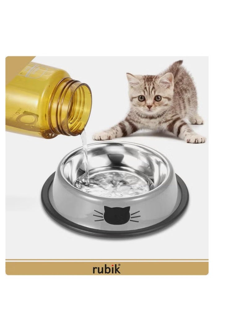 روبيك سلطانية من الستانلس ستيل لإطعام القطط من قطعتين رمادي 5.9x1.4x4.7Ø³Ù†ØªÙŠÙ…ØªØ± - Image 2