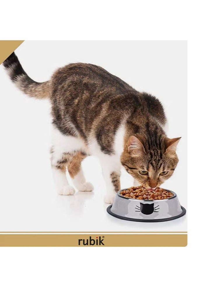 روبيك سلطانية من الستانلس ستيل لإطعام القطط من قطعتين رمادي 5.9x1.4x4.7Ø³Ù†ØªÙŠÙ…ØªØ± - Image 3