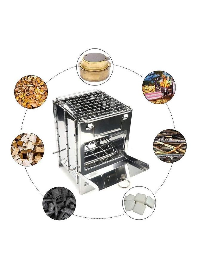 إسكدنيا موقد محمول وقابل للطي مصنوع من الاستانلس ستيل يعمل بحرق الخشب مناسب للأماكن الخارجية والتخييم مع حقيبة 21 x 15 x 15سم - Image 5