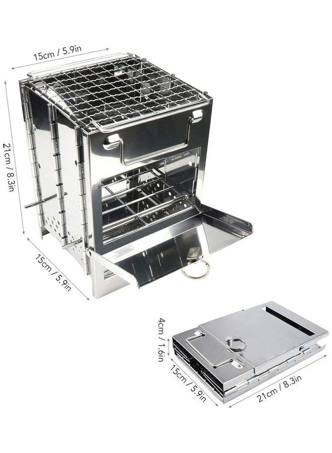 إسكدنيا موقد محمول وقابل للطي مصنوع من الاستانلس ستيل يعمل بحرق الخشب مناسب للأماكن الخارجية والتخييم مع حقيبة 21 x 15 x 15سم - Image 2